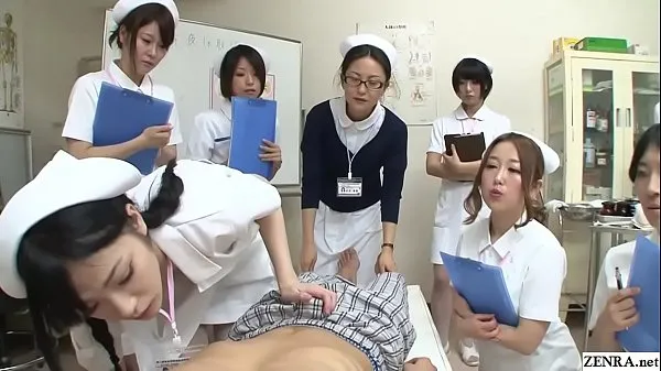 Hot JAV nurses CFNM handjob blowjob demonstration Subtitled kule klipp