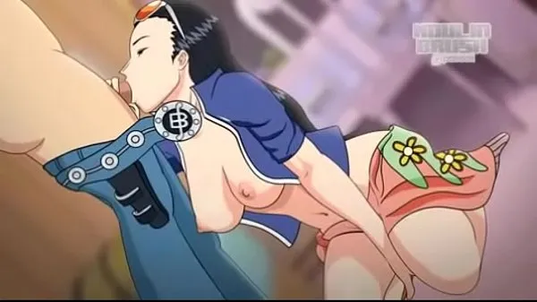 Hot One piece futa blowjob nico robin and nami kule klipp