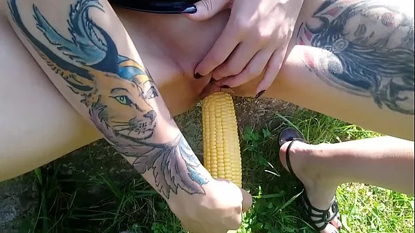 Hot Lucy Ravenblood fucking pussy with corn in public cool Clips