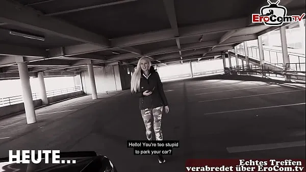 Hot German blonde slut fucked in public parking garage in Berlin seje klip