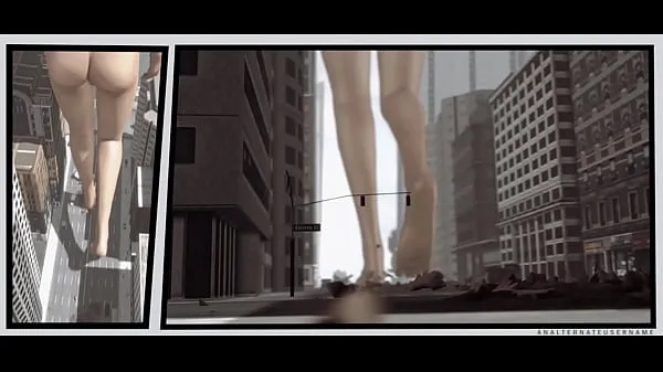 Hete naked giantess walking through city coole clips