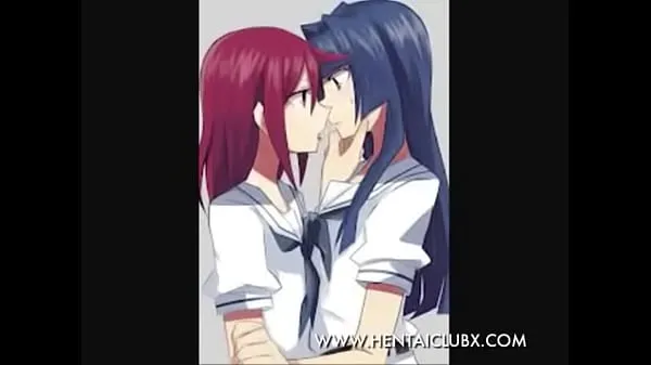 ホットな8エッチにキスする変態百合アニメの女の子クールなクリップ